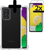 Samsung A52s Hoesje Transparant Met 2x Screenprotector Shockproof - Samsung Galaxy A52s Case - Shockproof Samsung A52s Hoes Met 2x Screenprotector - Transparant