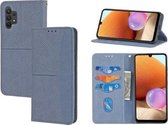 Voor Samsung Galaxy A32 5G Geweven Textuur Stiksels Magnetische Horizontale Flip PU Lederen Case met Houder & Kaartsleuven & Portemonnee & Lanyard (Grijs)