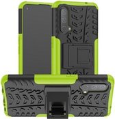 Voor OnePlus Nord CE 5G Bandtextuur Schokbestendig TPU + pc-beschermhoes met houder (groen)