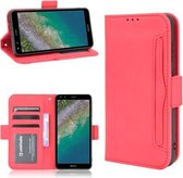 Voor Nokia C01 Plus Skin Feel Kalf Patroon Horizontale Flip Leather Case met Houder & Kaartsleuven & Fotolijst (Rood)