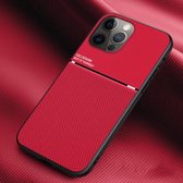 Klassieke Tilt Strip Grain Magnetische Schokbestendige PC + TPU Case voor iPhone 13 Pro Max (Rood)