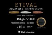 Aquarelpapier - Zwart - A6 - 300 grams - Cold Pressed - Etival - 15 vellen