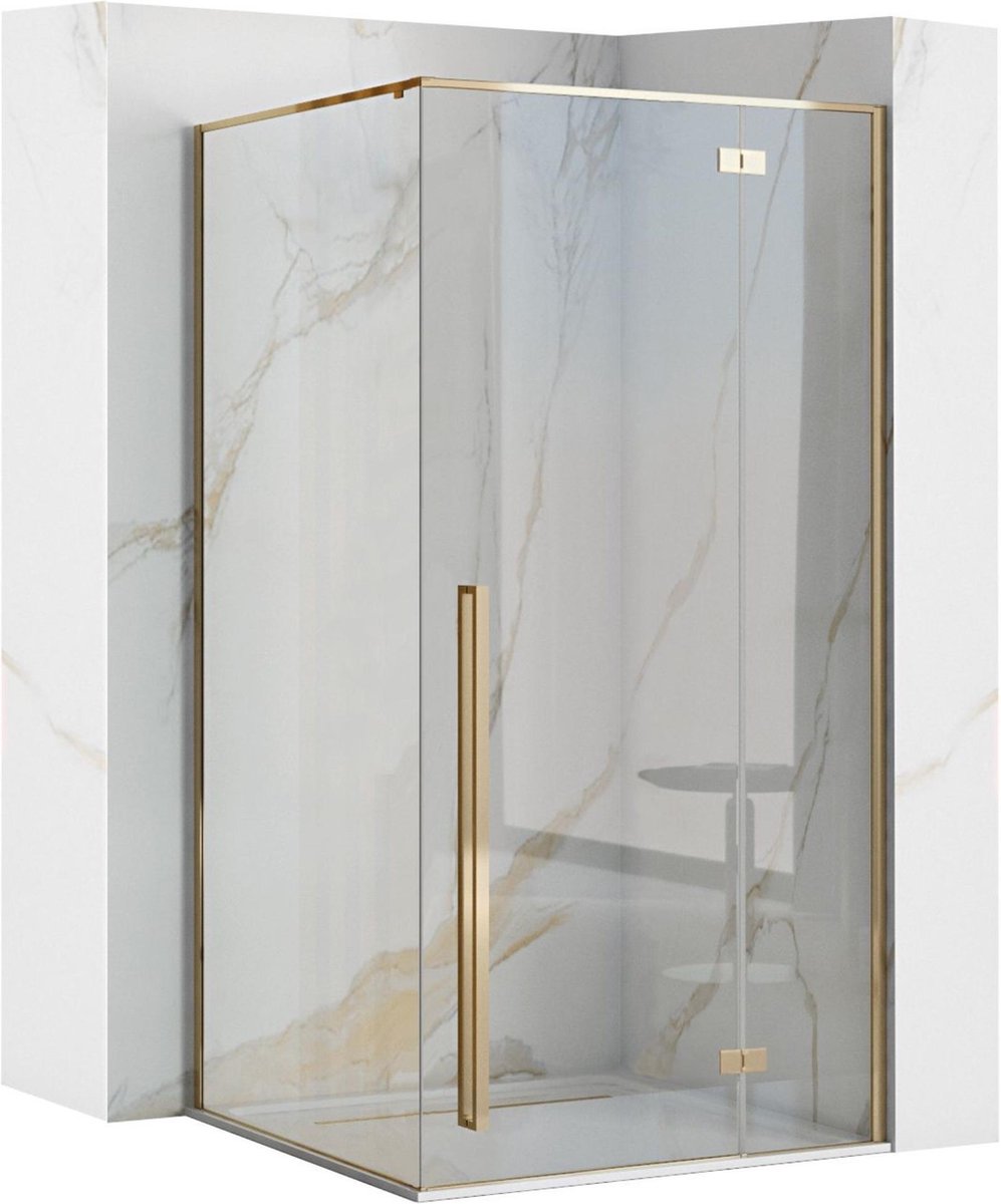 REA Fargo Gold Douchecabine met Draaideur 90 x 90 x 195 cm - 6 mm Glans Goud