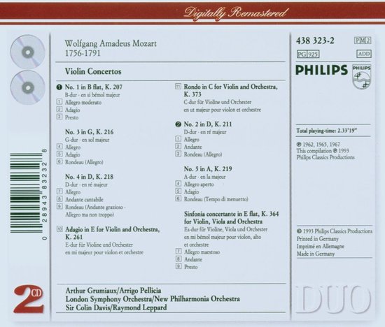 Arthur Grumiaux, London Symphony Orchestra, New Philharmonia Orchestra - Mozart: Violin Concertos (Complete) (2 CD) (Complete)