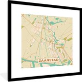 Fotolijst incl. Poster - Kaart - Zaanstad - Vintage - 40x40 cm - Posterlijst