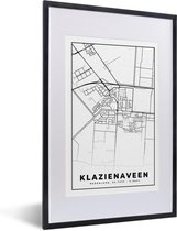 Fotolijst incl. Poster - Kaart - Klazienaveen - Zwart - Wit - 40x60 cm - Posterlijst