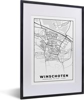 Fotolijst incl. Poster - Kaart - Winschoten - Zwart - Wit - 30x40 cm - Posterlijst