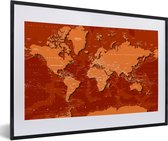 Fotolijst incl. Poster - Wereldkaart - Trendy - Roest - 60x40 cm - Posterlijst