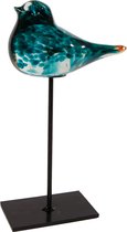 Dulaire Decoratie Beeld Vogel Glas Blauw 23 cm