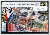 Nederland W.O. II & Bevrijding – Luxe postzegel pakket (A6 formaat) : collectie van 28 verschillende postzegels van Nederland in WO 2 – kan als ansichtkaart in een A6 envelop - authentiek cadeau - kado - geschenk - kaart -  wereld oorlog - 2e wereld