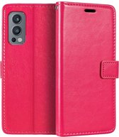 Bookcase Geschikt voor: OnePlus Nord 2 5G - Roze - portemonnee hoesje