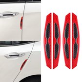 kwmobile reflecterende stickers voor autodeur - 4x stootstrips voor zijdeuren - Autodeur beschermers in zwart / rood - 17x2,5 cm