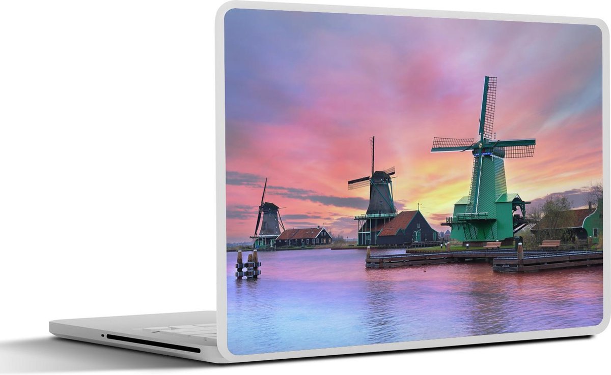 Afbeelding van product SleevesAndCases  Laptop sticker - 12.3 inch - Windmolens met paarse lucht in Nederland