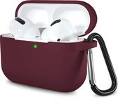 Case2go - Hoesje geschikt voor Apple Airpods Pro - Premium Siliconen beschermhoes met opdruk - 3.0 mm - Donker Rood