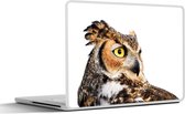 Laptop sticker - 12.3 inch - Bruine uil met een witte achtergrond - 30x22cm - Laptopstickers - Laptop skin - Cover