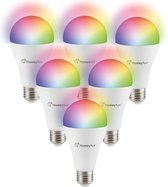 6x HOMEYLUX - E27 smart lamp - LED - Besturing via app - WiFi - Bluetooth - Dimbaar - Slimme verlichting - A65 - 14 Watt - 1400 lumen - 230V - 2700-6000K - RGBWW - 16.5 miljoen kleuren - Grot