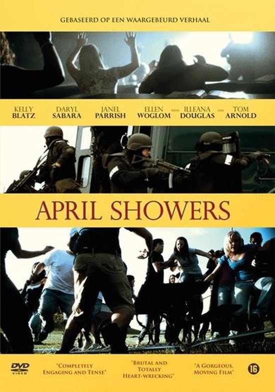 Filmposter voor April Showers, gebaseerd op een waargebeurd verhaal. Met quotes van critici.