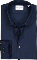 Calvin Klein slim fit overhemd - 2-ply stretch - midnight blue - Strijkvriendelijk - Boordmaat: 39