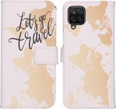 iMoshion Design Softcase Book Case Samsung Galaxy A12 hoesje - Let's Go Travel White