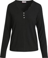 Cassis - Female - T-shirt met gefestonneerde hals  - Zwart
