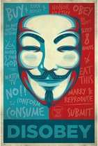 Poster - V For Vendetta Mask Disobey - 91.5 X 61 Cm - Multicolor
