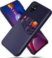 Voor Samsung Galaxy M51 Doek Textuur PC + PU Lederen Achterkant Schokbestendig Hoesje met Kaartsleuf (Blauw)