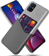 Voor Samsung Galaxy M51 Doek Textuur PC + PU lederen achterkant Schokbestendig hoesje met kaartsleuf (grijs)