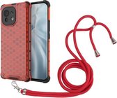Voor Xiaomi Mi 11 schokbestendige honingraat pc + TPU-hoes met nekkoord (rood)