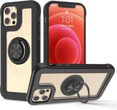 Crystal PC + TPU schokbestendig hoesje met 360 graden roterende ringhouder voor iPhone 11 Pro (zwart)