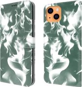 Cloud Fog Pattern Horizontal Flip Leather Case met houder & kaartsleuf & portemonnee voor iPhone 13 (donkergroen)