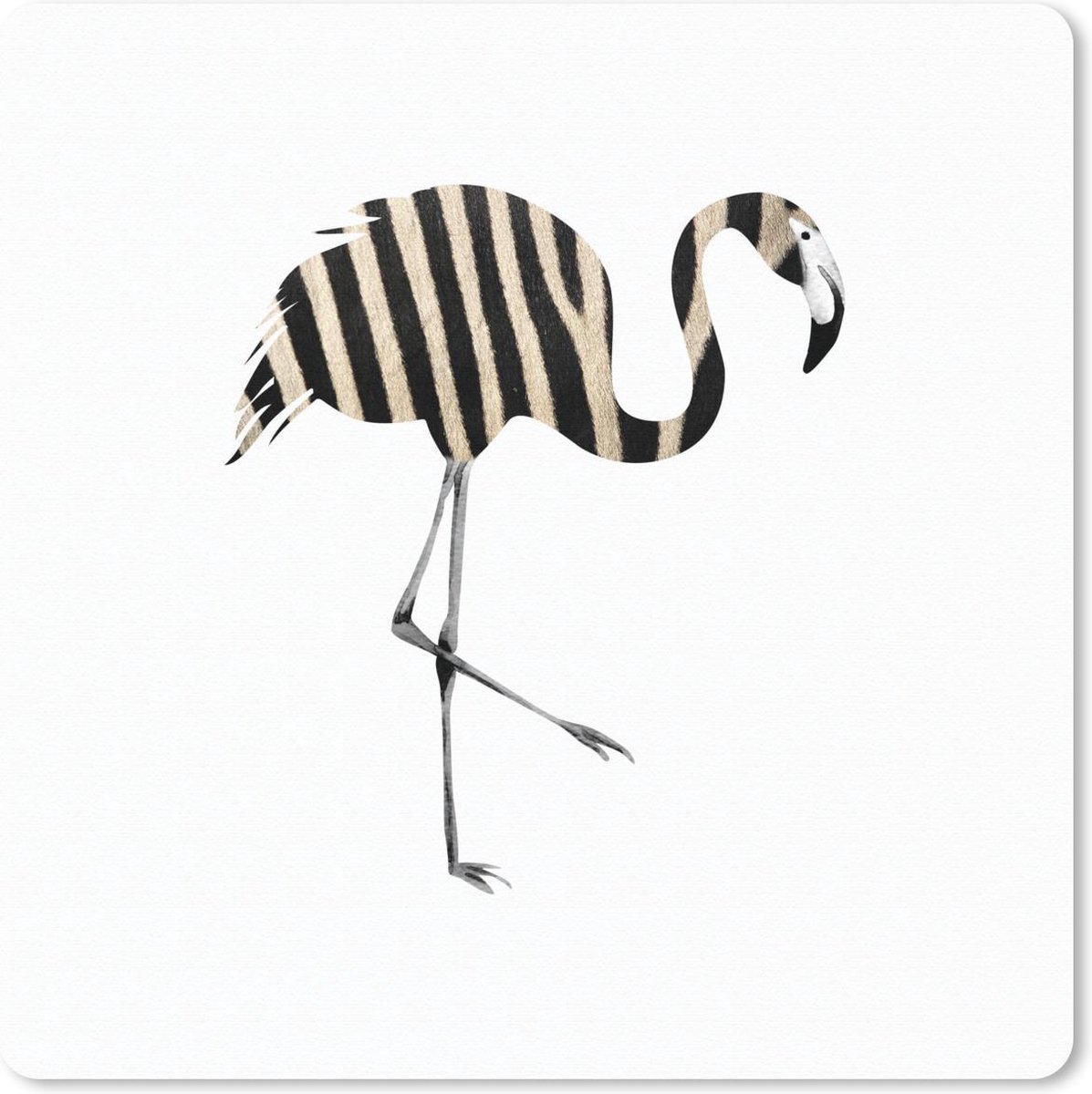 Muismat 30x30 cm - Mousepad Flamingo - Lijn - Patronen - Muismatten