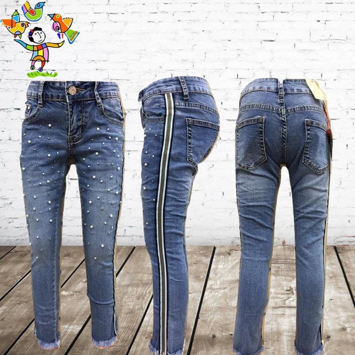 Meisjes spijkerbroek met streep -s&C-98/104-spijkerbroek meisjes | bol.com