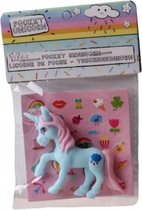 eenhoorn Pocket Unicorn meisjes 7 cm blauw/wolkje 2-delig