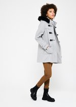 LOLALIZA Duffle coat met capuchon - Grijs - Maat 38