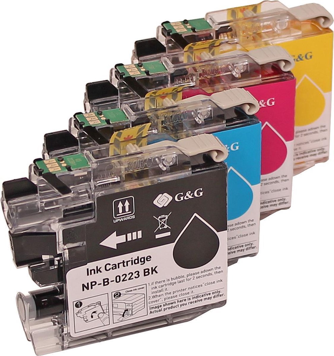 Set 4x ABC huismerk inkt cartridge geschikt voor Brother LC-221 LC-223XL voor Brother DCP-J4120DW DCP-J562DW MFC-J1100 Series MFC-J1140W MFC-J1150DW MFC-J1170DW MFC-J1180DWT MFC-J4420DW MFC-J4425DW