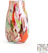 Design vaas verona small - Fidrio MIXED COLOURS - glas, mondgeblazen bloemenvaas - diameter 7 cm hoogte 19 cm