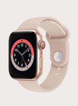 Siliconen Apple Watch Bandje – Creme Roze Geweven – 38/40/41 mm – Series 1 2 3 4 5 6 7 SE – Geschikt voor Apple Watch