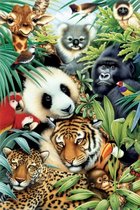 Diamond Painting Dieren van de jungle 50x75cm. (Volledige bedekking - Ronde steentjes) diamondpainting inclusief tools