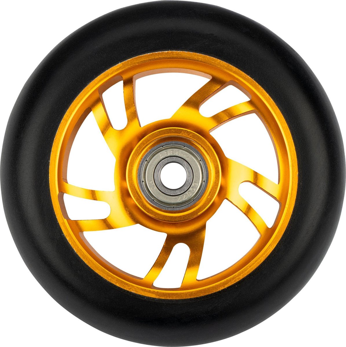 Afbeelding 2 van Black Dragon Stuntstep Wielen Set - Spoked Alu - Goud/Zwart