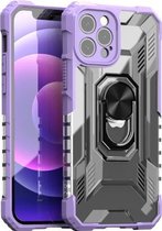PC + TPU schokbestendige beschermhoes met metalen ringhouder voor iPhone 12 (paars)