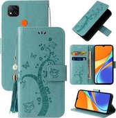 Voor Xiaomi Redmi 9C Reliëf Lucky Tree Horizontale Flip Lederen Case met Houder & Kaartsleuf & Portemonnee & Lanyard (Groen)