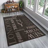 Tapiso Floorlux Vloerkleed Zwart Keuken Woonkamer Tapijt Maat– 80x150