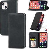 Voor iPhone 13 mini Retro Skin Feel Business Magnetische Horizontale Flip Leather Case Met Houder & Kaartsleuven & Portemonnee & Fotolijst (Zwart)