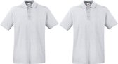 2-Pack maat M lichtgrijs polo shirt premium van katoen voor heren - Polo t-shirts voor heren
