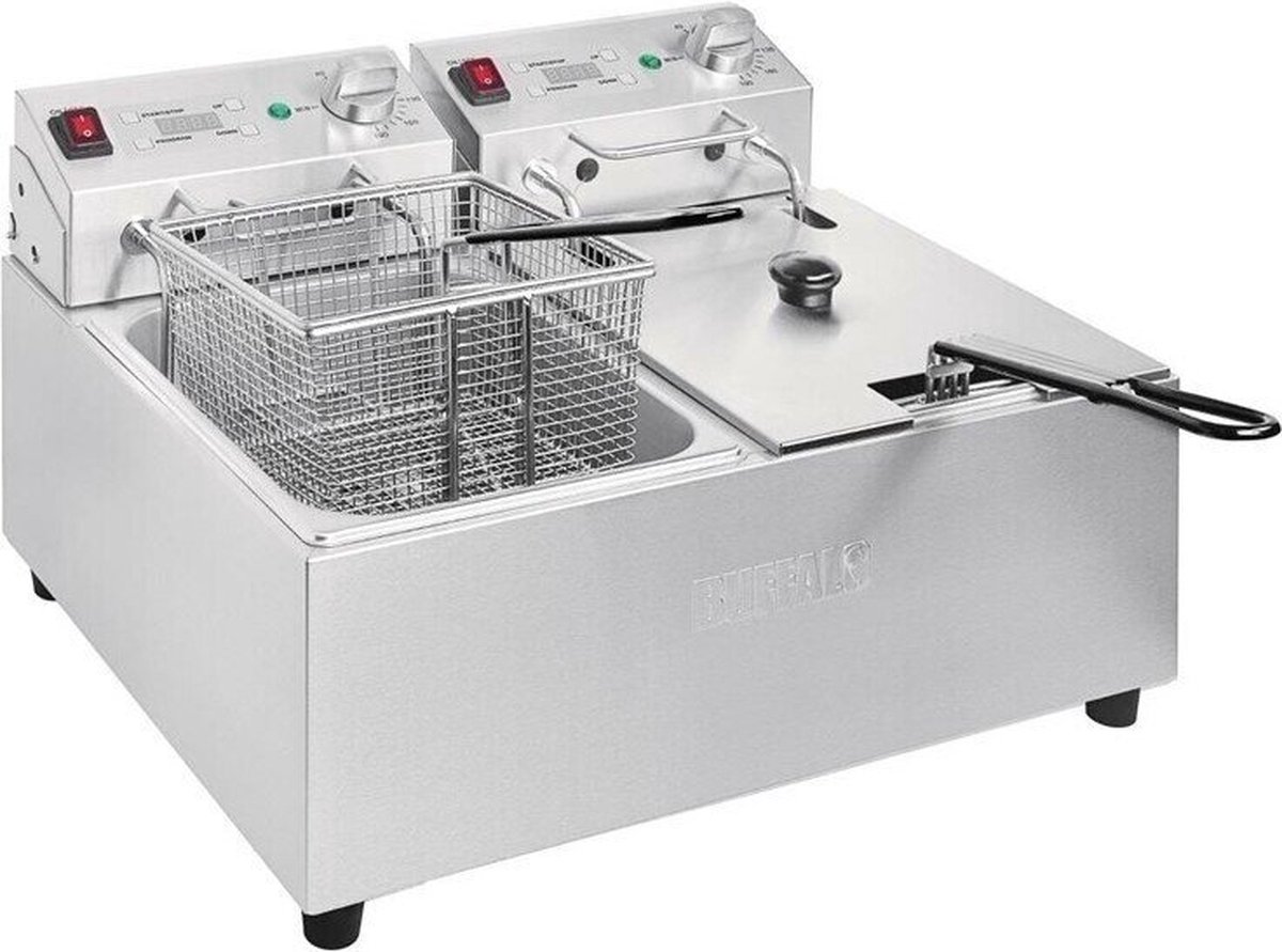 Friteuse électrique double avec minuterie Buffalo 2x5L
