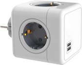 Verdeelstekker - Zinaps USB-socket, 3 aansluitingen (3680 W) met 2 USB-poorten (2.4 a), 5-in-1 socket-adapter met USB-oplader, kubuscontactdoosadapter voor huishoudelijk apparaat, iPhone, sma