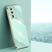 Voor Huawei P40 XINLI Rechte 6D Plating Gouden Rand TPU Schokbestendig Hoesje (Mintgroen)