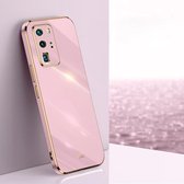 Voor Huawei P40 Pro XINLI Rechte 6D Plating Gouden Rand TPU Schokbestendig Hoesje (Cherry Purple)