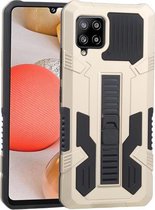 Voor Samsung Galaxy A42 5G Vanguard Warrior All Inclusive dubbele kleur schokbestendig TPU + pc-beschermhoes met houder (goud)