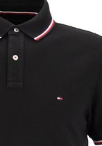 Tommy Hilfiger Core slim fit polo - heren polo met contrastbiezen - zwart -  Maat: M